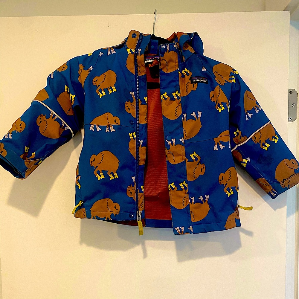 Patagonia Boys 4T Raincoat Buffaloes with Rainboots Print